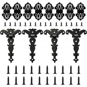 12 pi&egrave;ces Charni&egrave;res Antiques, Charni&egrave;re R&eacute;tro en T, Charni&egrave;res Pliantes Vintage en Alliage de Zinc Pour Meubles en Bois, Biblioth&egrave;ques, Avec Vis de Montage (Noir) - Neuf