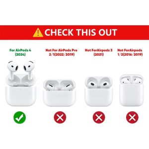 KALANKA-Lot de 2 coques pour &eacute;couteurs sans fil de 4e g&eacute;n&eacute;ration avec kit de stylo de nettoyage, &eacute;tui de charge mignon en silicone, coque de protection antichoc et mousqueton pour AirPods 4 (MQ+SY) - Neuf