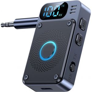 Adaptateur Bluetooth Jack 5.4 Pour Tv Émetteur Récepteur 2 En 1 Aux 3.5Mm Con Microphone Et Affichage D'État Led Transmetteur Audio Sans Fil Pour Voiture/Chaîne Hifi/Tv/Pc/Gym/Avion/Haut-Parleur - Neuf