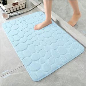 KAL-Tapis De Salle De Bain En Velours Corail En Galets Gaufr&eacute;s, Tapis De Bain &Agrave; Motif De Pierre Douce, Absorption D'Eau Rapide, Antid&eacute;rapant, Lavable, Adapt&eacute; Aux Tapis De Sol Antid&eacute;rapants De Salle D - Neuf