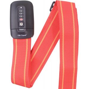 nzqaf-Sangle Valise Voyage TSA personnalisées (1 Pc Rouge/Jaune) Sangle Bagage avec Etiquette Valise d'Identification. Courroie de Voyage verrouillable pour Bagage.Ceinture Valise pour Les Sacs - Neuf