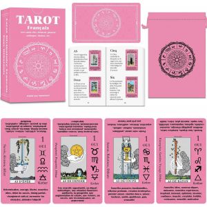 Chenquansarl-Rose Cartes De Tarot Français Pour Débutant Avec Significations, Tarot Avec Guide Pour Débutants, Comprend Un Magnifique Sac De Rangement - Neuf