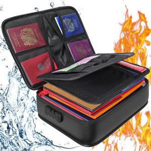 Coffre Fort Anti feu avec Serrure, Sac Ignifuge de Grande Taille pour Argent, Passeport, Certificat Important, Mat&eacute;riel de Haute qualit&eacute; 36 x 27 x 10cm avec Sac Organisateur Multicouche - Neuf