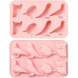 Kalanka-Lot De 2 Moules En Silicone En Forme D'oiseau, Hibou, Pigeon, Pour La P&acirc;tisserie, Le Fondant, Les Bonbons, La Gel&eacute;e, Les Gla&ccedil;ons, La D&eacute;coration De G&acirc;teaux - Neuf