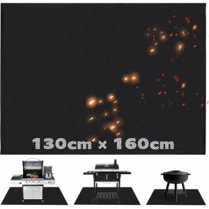 Ulteronixshop-Tapis de Barbecue 130x160cm Tapis Barbecue Sol d'Ext&eacute;rieur Pliable Tapis de Grille Anti Feu BBQ Tapis R&eacute;utilisable Facile &agrave; Nettoyer &Eacute;tanche Tapis Ignifuge pour Pelouse Patio Chemin&eacute;es - Neuf