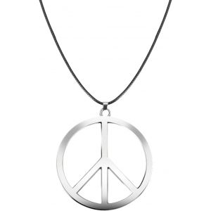 Kal-Collier Hippie, Couleur Arc En Ciel Pendentif Peace, Collier Paix En Métal, Collier Peace And Love Pour Femme Homme, Accessoires Costume Hippie, Pendentif Paix Bijoux Hippie Pour Carnaval Fête - Neuf