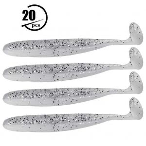 20pcs 7.5cm Souple Plastique P&ecirc;che Leurres T Queue Grub Ver App&acirc;ts Poisson Tackle Accessoire (Blanc) - Neuf