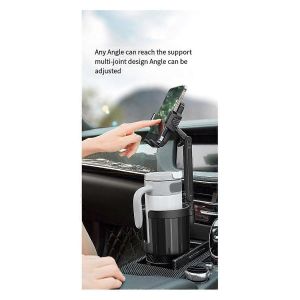 Porte-Gobelet De Voiture Avec Support De T&eacute;l&eacute;phone,Extensible De Porte-Gobelet R&eacute;glable 2 En 1 Avec T&eacute;l&eacute;phone Portable &Agrave; Rotation 360&deg; - Neuf