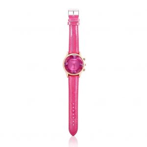 Analogique Quartz Femmes Femme Montre Pu Bande Alliage Rond Bo&icirc;tier Montre-Bracelet Rose Rouge - Neuf
