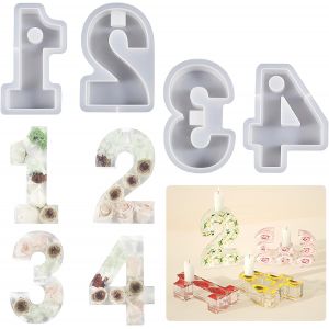 1 2 3 4 Nombre Forme Diy Moule En Silicone, 4 Pi&egrave;ces Moule En Silicone Bougeoir, Chiffre Bougie Moule B&eacute;ton Silicone Chandelier Moulage Moule Bougeoir R&eacute;sine De Gypse Moule &Agrave; La Main R&eacute;sine &Eacute;poxy - Neuf