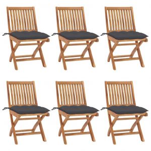 Prolenta Premium - Chaises Pliables De Jardin Avec Coussins Lot De 6 Bois De Teck - Neuf