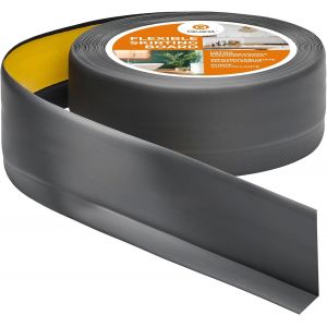 Plinthe Souple Autoadh&eacute;sive-50 mm x 20 mm-Plinthe en PVC de finition-Pour l'int&eacute;rieur,mur,sol,salle de bain,salon-Flexible,&Eacute;tanche,D&eacute;coratif-10 m&egrave;tres,Gris fonc&eacute; - Neuf