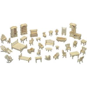 Meubles de maison de poupée - Puzzle 3D en bois découpé au laser DIY Miniature Maison de poupée Kit Ensemble de meubles de maison - - Neuf