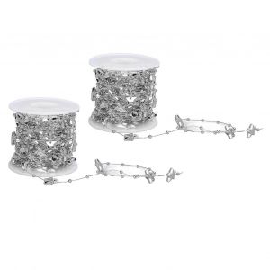 2 rouleaux étoile perle chaîne guirlande 10m longueur découpable perles décoratives guirlande pour mariage Noël Home Decor argent - Neuf