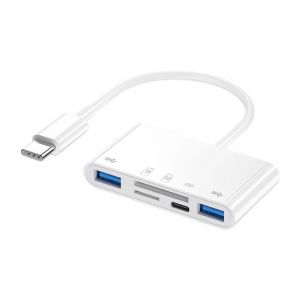 Cy 5 En 1 Usb C Vers 2 Usb 3.0 Tf Micro Sd Sdxc Sdhc Lecteur De Carte Adaptateur 5Gbps Compatible Avec Pd 27W Pour Ordinateur Portable Tablette Téléphone - Neuf