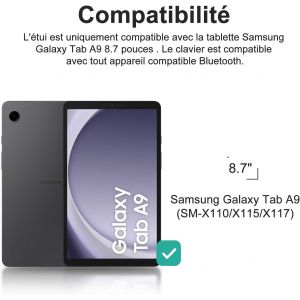 Coque Clavier Pour Samsung Galaxy Tab A9 8.7"", &Eacute;tui Keyboard Avec Porte Crayon, Azerty Layout Pour Samsung Galaxy Tab A9 8.7 Pouces, Rose - Neuf