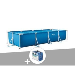 Kit piscine tubulaire rectangulaire 4,50 x 2,20 x 0,84 m + B&acirc;che &agrave; bulles - Intex - Neuf