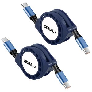 Thef-Câble Usb C [1m 2-Paquet], Pd 60w Câble Rétractable Usb C Vers Type C De Charge Rapide De Chargeur, Compatible Avec Iphone 16/15 Série, Ipad Air/Pro, Macbook Pro 2020, Samsung Galaxy S25/S24 - Neuf