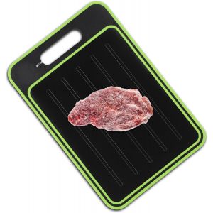 Planche À Découper 4 En 1, Plateau De Décongélation Double Face, Plateau Magique Alliage D'aluminium Alimentaire, Gadget Cuisine Avec Aiguiseur Intégré Et Râpe À Epices (Noir) - Neuf