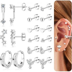 Tianyi-Boucles D'oreilles Femmes Acier Inoxydable Petites Boucles D'oreilles Argent Cr&eacute;oles Or Piercing Oreille Cartilage Clous D'oreilles Hypoallerg&eacute;niques Lot Boucles D'oreilles Femme Or - Neuf