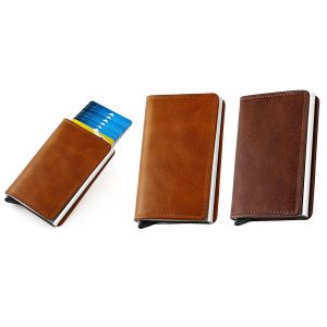 Lot de 2 porte-cartes portefeuille fins en cuir PU avec protection RFID pour hommes - Neuf