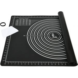 AYUHR-Tapis de Cuisson Tapis à Pâtisserie en Silicone Antidérapant Extra Large avec Mesures 71×51cm et Grattoir à Pâte, pour Tapis de Pâte à Rouler, Fondant/Tapis de La Croûte à Tarte (Noir) - Neuf