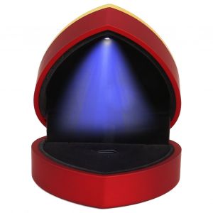 Boite A Bagues En Forme De Cour, Etui De Rangement Protecteur Pour Bijoux Avec Lumiere, Pour Demande En Mariage, Anniversaire, Rouge - Neuf