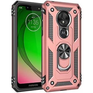 Kal-Coque Motorola Moto G7 Play, Avec Anneau Support, Coque Etui Housse Motorola Moto G7 Play Antichoc Militaire [Tough Armor] Heavy Duty Shock Proof Protective Housse Pour Moto G7 Play- Rose Or - Neuf