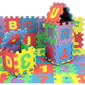 KASFL-Lot De 36 Tapis De Jeu En Mousse Pour Enfants-12X12 Cm-Alphabet Et Chiffres-Puzzle De Sol À Emboîter-Lettres Eva Colorées - Neuf