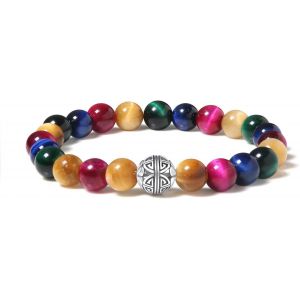 Eryi-Naturelles 8mm Pierres Bracelet Précieuses Deavec Cristal Bangle En Perles Avec Pendentif En Argent Sterling 925 Pendentif Double Bonheur - Neuf