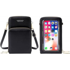 RFCBC-Sac à Bandoulière pour Téléphone Portable Femmes Sac à Ecran Tactile Cuir PU Pochette Portefeuille Femme Porte Cartes avec Bandoulière et Dragonne - Neuf