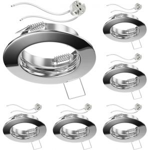 ledscom.de 10 cadres d'encastrement au plafond FERE, rond, blanc brillant (LED/Halogène/MR16/50mm) incl. douille GU5.3 - Neuf