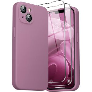 3 en 1 Coque iPhone 14 Plus Silicone Liquide 6.7"" - avec 2 Verre Tremp&iquest;&iquest; - ?tui Protection Pr&iquest;&iquest;cise de Cam&iquest;&iquest;ra [R&iquest;&iquest;sistant aux Rayures] [Antid&iquest;&iquest;rapant], Lilas Violet - Neuf