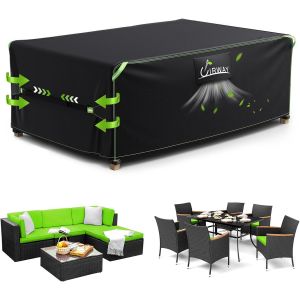 Letnerny-Housse Salon De Jardin Avec ¿¿Vent D'air, 180x120x74cm, Housse De Mobilier De Patio Ext¿¿Rieur En Polyester 420d Robuste Avec Bandes R¿¿Fl¿¿Chissantes - Neuf