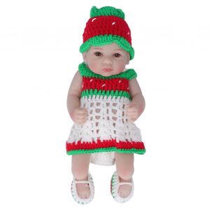 Poupee Nouveau-Ne En Silicone De 25 Cm, Adorable Et Realiste, Avec Vetements Tricotes, Cadeau D'anniversaire, Yeux Ouverts, Garcon - Neuf