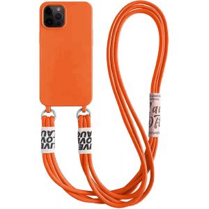 Kal-Chaîne De Téléphone Portable Pour Iphone 12 Pro Max - Bandoulière - En Silicone Liquide Avec Cordon De Serrage - Pour Iphone 12 Pro Max - Orange - Neuf