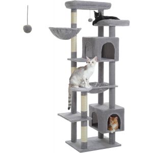 Grand Arbre ¿¿ Chat Pour Chats D'int¿¿Rieur, Tour ¿¿ Chat Multi-Niveaux De 175 Cm, Arbre ¿¿ Chat Pour Grands Chats ¿C Centre D'activit¿¿S Avec 5 Griffoirs En Sisal, 2 Niches, Panier, Hamac Et - Neuf