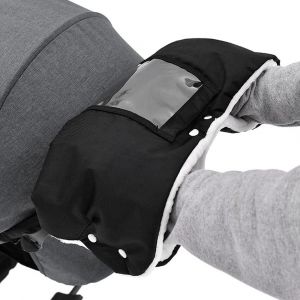 Gants Pour Poussette Avec Poche Pour Téléphone, Noir, Doublure Polaire, Imperméable À L'eau Et Résistant Au Vent, Taille Universelle Pour Poussette Et Vélo. - Neuf