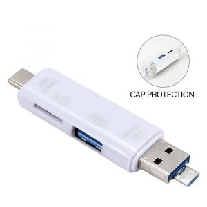 C lecteur de carte multifonction 5 en 1 stockage externe noir extensible pour clé mémoire USB 3.0 Mini lecteur de carte mémoire--C - Neuf