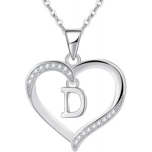 Tianyi-Pour Femme En Argent Lettre Initiale A-Z Coeur Collier Personnalis&eacute; Pr&eacute;nom Initial Collier Bijoux Femme Argent Cadeau Pour Anniversaire F&ecirc;te Des M&egrave;res Saint Valentin - Neuf