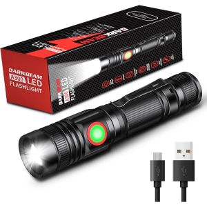 Led Torch Usb Rechargeable 2000 High Lumens, Small And Bright Flashlights, Adjustable Focus Water Resistant White Light Portable For Camping, Outdoor, Emergency - Neuf