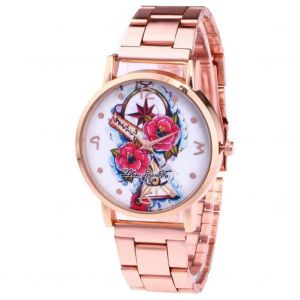 Zhoulianfa &Agrave; La Mode Rose Motif Femme Montre Bracelet En M&eacute;tal Quartz Montre-Bracelet - Neuf