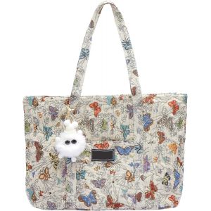 KALANKA-Sac A Main Femme Tote Bag Fermeture &eacute;clair Grand Sac de Plage Cabas Sacs &agrave; Bandouli&egrave;re pour Femme avec Compartiments pour le Travail, Voyages, Courses et le Quotidien, avec une Petit Ornement - Neuf