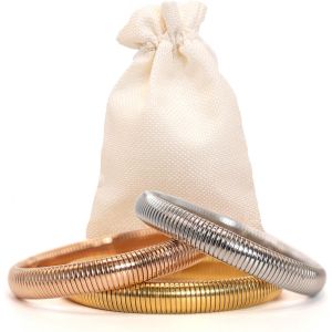 Eryi-Bracelet Femme En Acier Inoxydable Trois Couleurs Différentes : Or, Argent Et Rose. Bracelet Original Et Flexible. Cadeau Original Pour Les Femmes. Personnalisé Selon Votre Style. - Neuf