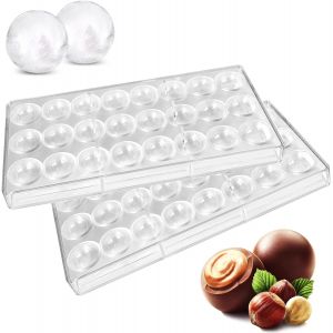 KAL-2 Pièces Moule À Chocolat Demi-Rond, 24 Cavités Moule Polycarbonate Moule A Bonbon Moules À Pâtisserie, Pour Faire Du Chocolat, Des Glaçons, Des Bonbons Et Des Gâteaux De Mariage Diy - Neuf