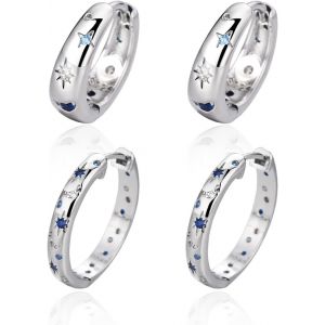 Kalhx-2 Paires De Boucles D'oreilles En Argent,Boucles D'oreilles Pour Femmes,Boucles D'oreilles Cr&eacute;oles &Agrave; La Mode,Accessoires De Bijoux Pour Filles,Boucles D'oreilles Personnalis&eacute;es - Neuf