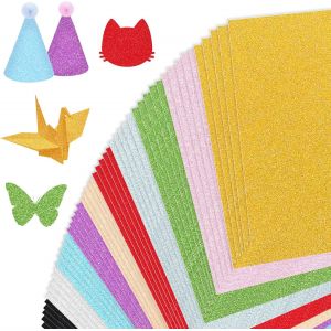 Yemaesre-50 Feuilles Papier Pailleté ¿ 10 Couleurs Éclatantes, Résistant Pour Bricolage, Scrapbooking, Décoration Fêtes & Emballage Cadeaux ¿ Idéal Loisirs Créatifs, Projets Diy & Artisanat Enfant - Neuf