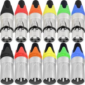 ASFASFq-Xiatiaosann Connecteur à souder XLR 3 broches, 6 mâles / 6 femelles XLR Mic Snake Plug, Prise audio microphone pour conductivité élevée et bruit ultra-faible, 6 couleurs, 12 pièces - Neuf