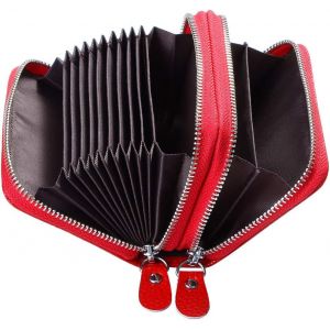 CAUC-Porte-Cartes de Cr&eacute;dit en Cuir, Protection Contre Les RFID Cartes de Cr&eacute;dit 12 Compartiments Porte-Cartes Porte-Cartes de Visite avec Zip - Neuf