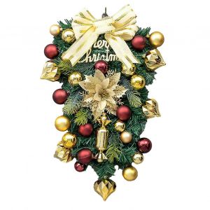 45CM de No&euml;l Arbre Invers&eacute; &agrave; l'Envers vers le Bas de No&euml;l Artificiel Arbres de No&euml;l, Boules de Rotin sur le Mur Arc - Neuf